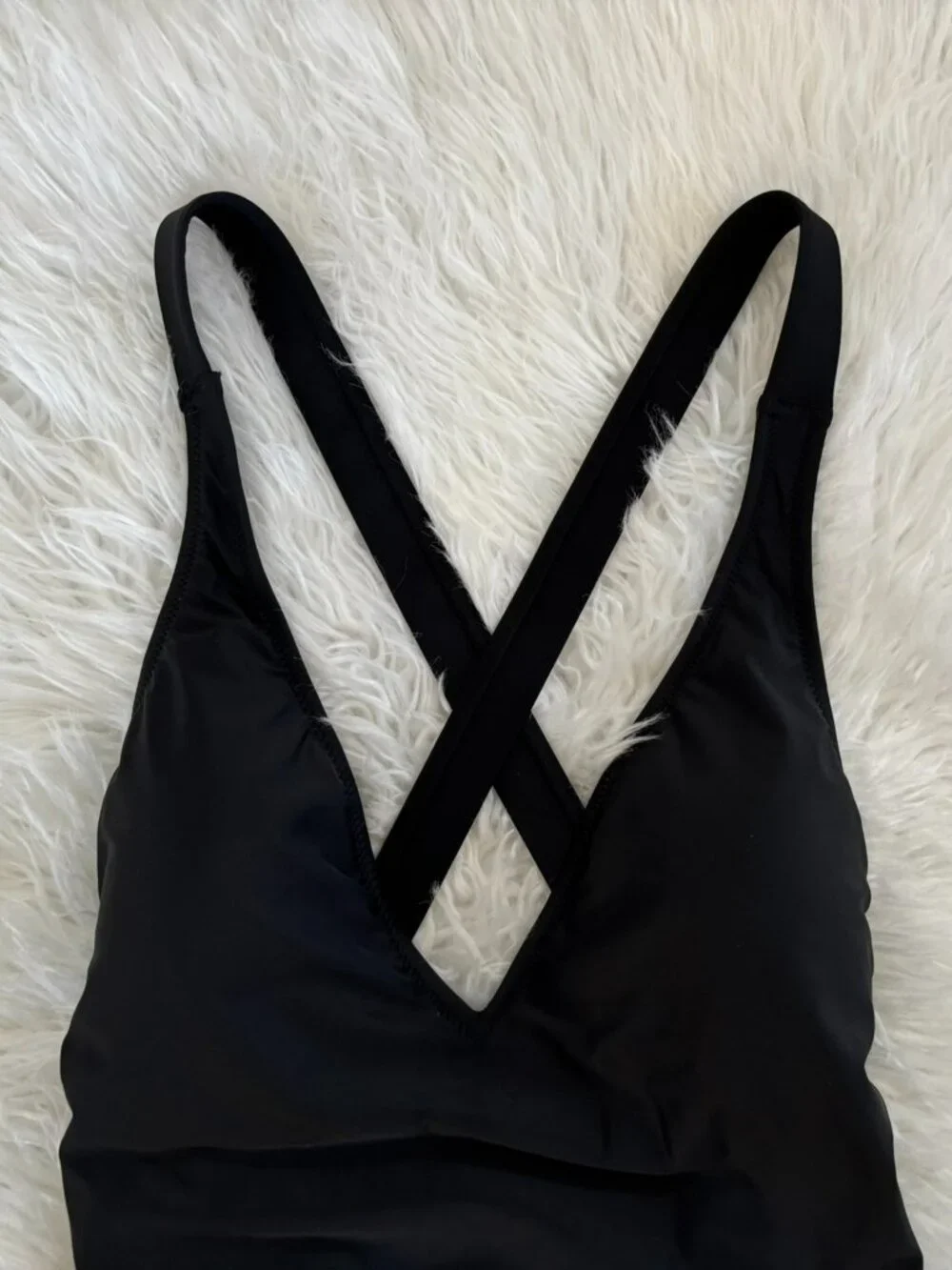 NWT J. Crew Black Plunge V-Neck Cross Back One Piece Swimsuit 8